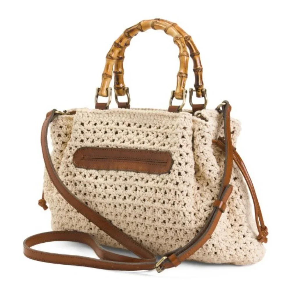 Patricia Nash Cantinella Crochet Bag with Bamboo Handles - SOFT GREEN - Picture 5 of 6